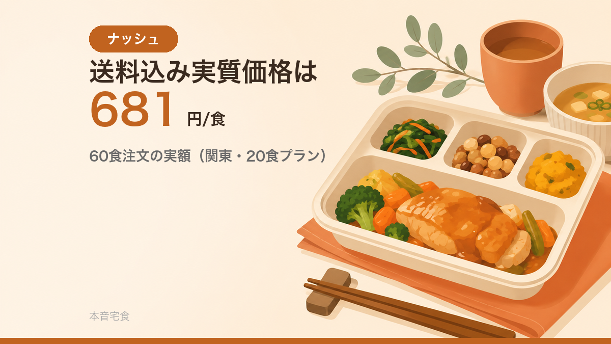 ナッシュの送料込み価格はいくら？60食注文の実額